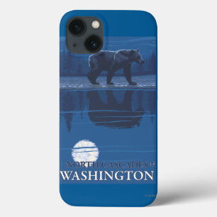Urso no luar - cascatas nortes, Washington
