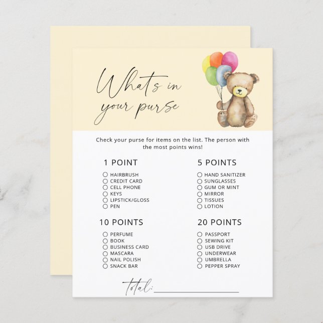 Urso - O que há no seu jogo de bolsa (Frente/Verso)