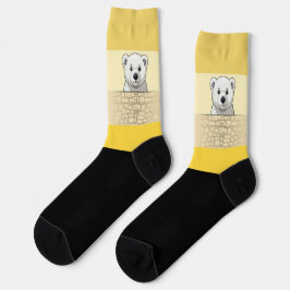 Urso olhando sobre a parede, Cor Amarelo Brilhante