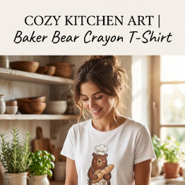 Urso Padeiro de Giz Fofo com Camiseta de Chef de P