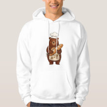Urso Padeiro de Giz Fofo com Camiseta de Chef de P