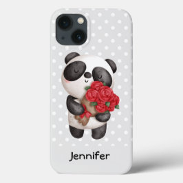 Urso Panda Bonito com Rose Bouquet