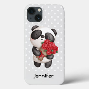 Urso Panda Bonito com Rose Bouquet