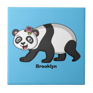 Urso panda bonito e feliz com desenho animado