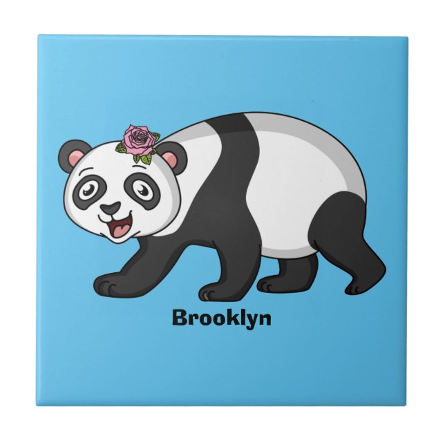Urso panda bonito e feliz com desenho animado (Frente)