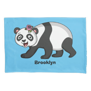 Urso panda bonito e feliz com desenho animado