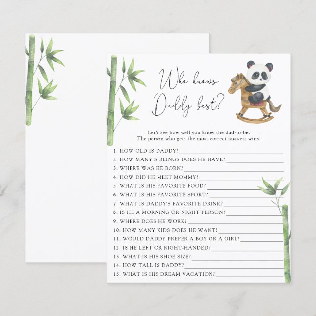 Urso Panda Quem conhece melhor o papai (Frente/Verso)