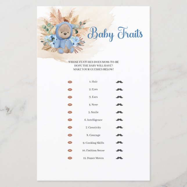 Urso-peludo-tropical pampas-palma Traços de bebê (Frente)