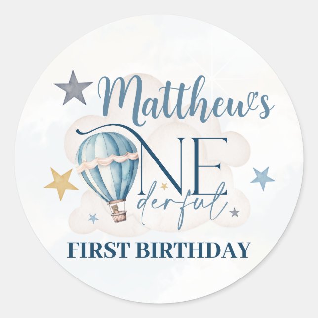 Urso Personalizado em um Balão Adesivos Redondos (Frente)