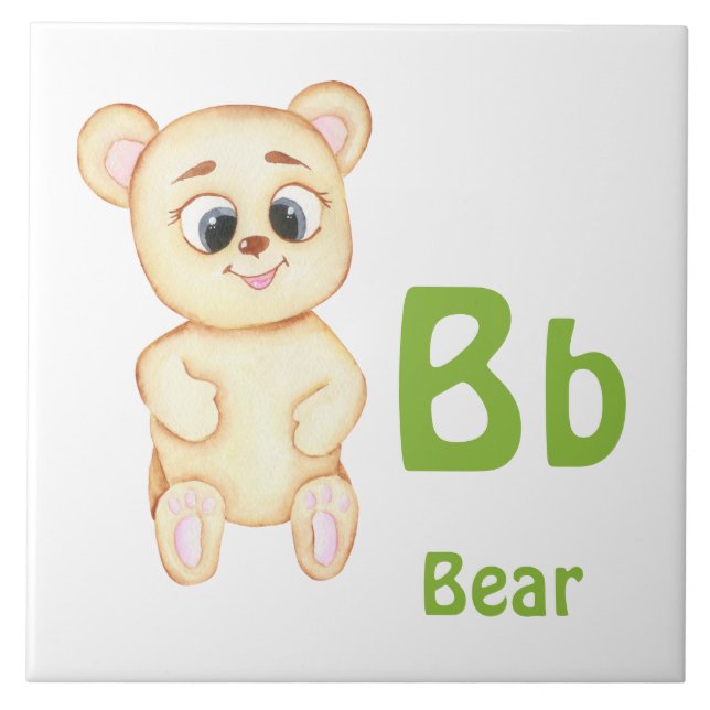 Urso personalizar ABC: Letra B - Adicione seu Nome (Frente)
