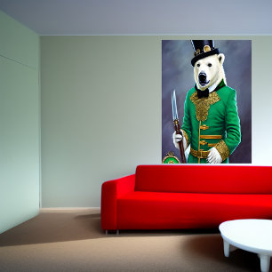 Urso polar a verde e o ouro   AI Art Poster