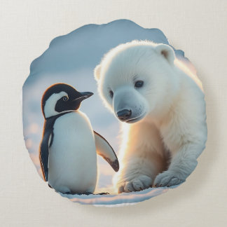 Urso polar bebê e almofadas de travesseiro de ping