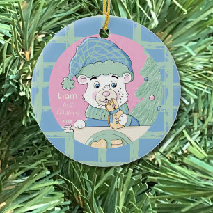 Urso Polar Bonito com Enfeites de natal Cookie 1ru