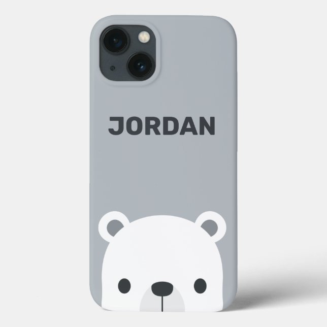 Urso Polar Bonito com Nome Personalizado (Verso)