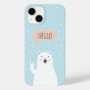 Urso Polar Bonito na Neve diz Olá