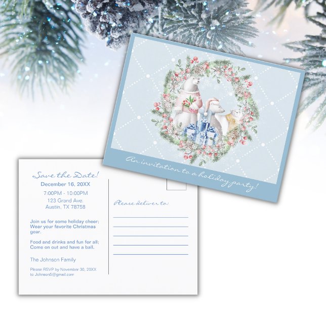 Urso Polar | Cartão de Posto de Anúncio de Férias (Criador carregado)