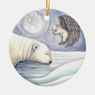 Urso Polar com Anjo Enfeite de Natal