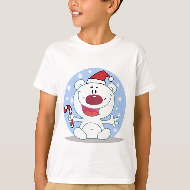Urso Polar Com Camisetas De Feriado De Canas De Ca (Frente)