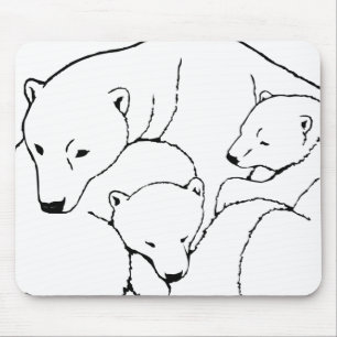 Urso Polar & Cubs Mousepad Twin Bears Art Mousepad