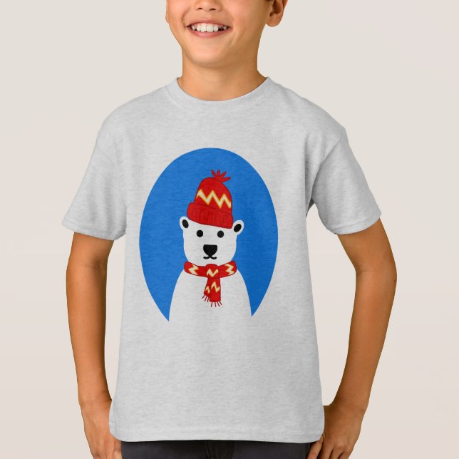 Urso Polar de inverno - Camiseta para Crianças (Frente)