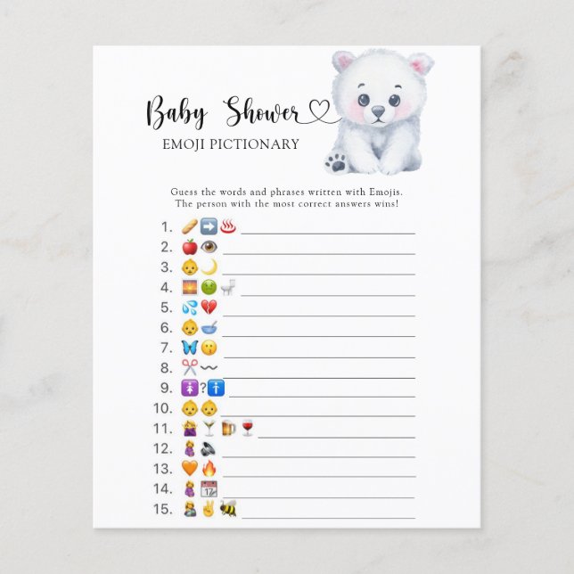 Urso polar de inverno - jogo picário emoji (Frente)