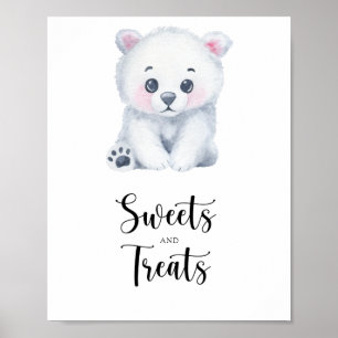 Urso polar - doces e guloseimas pôster de chá de b