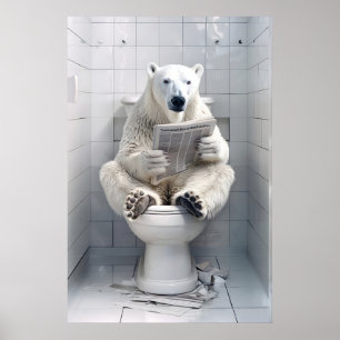Urso Polar Engraçado Impressão Banheiro Animal na