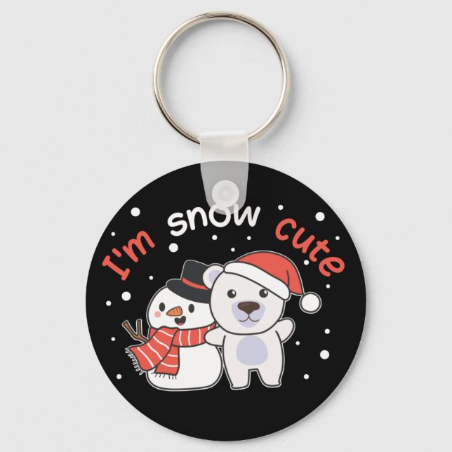 Urso Polar Eu sou Chaveiro de Neve, Bonito Neve (Frente)