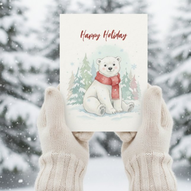 Urso Polar Inverno aquarela fofa  (Criador carregado)