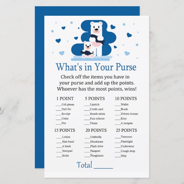 Urso polar O que está no jogo da bolsa (Frente/Verso)