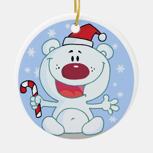 Urso Polar Personalizado Com Ornamento De Canas Ca (Frente)