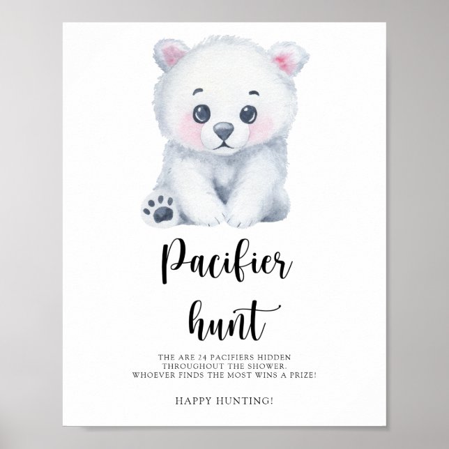 Urso polar - poster de caça ao chá de fraldas de c (Frente)