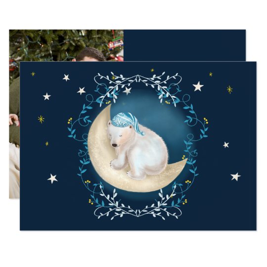 Urso polar que dorme no cartão de Natal da foto da