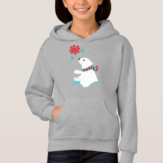 Urso Polar, Urso Com Scarf, Urso Bonito, Flocos De (Frente)