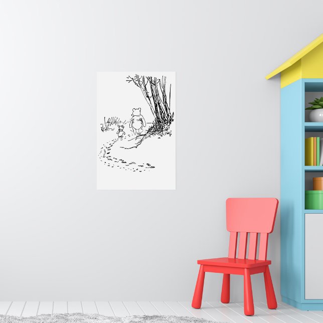 Urso Pooh Clássico e Piglet Andando pelo Poster do (Berçário 1)