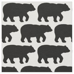 Urso preto contínuo no tecido branco H do fundo