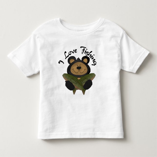 Urso que eu amo pescar o camiseta e os presentes (Frente)