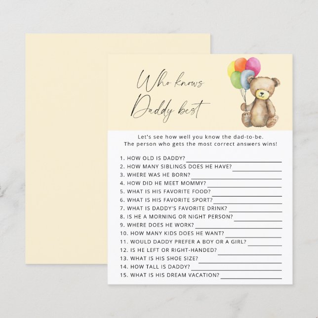 Urso - Quem sabe melhor jogo do papai (Frente/Verso)