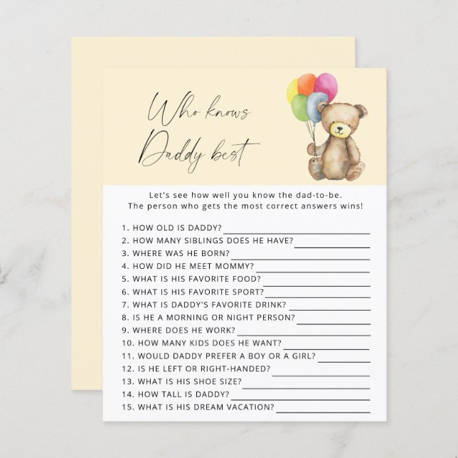 Urso - Quem sabe o melhor jogo do pai (Frente/Verso)