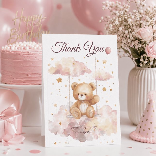 Urso Teddy Adorável – Cartão de Agradecimento para (Criador carregado)