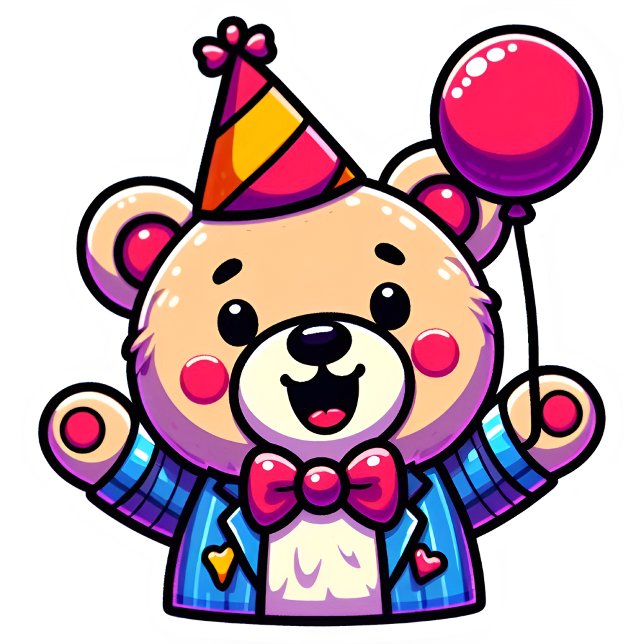 Urso Teddy Feliz com Roupas de Festa em um Doodle (Criador carregado)