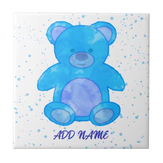 Urso Teddy Fofo com Texto Personalizado Azul (Frente)