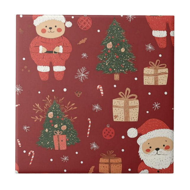 Urso Teddy Fofo & Papai Noel em Vermelho (2) (Frente)