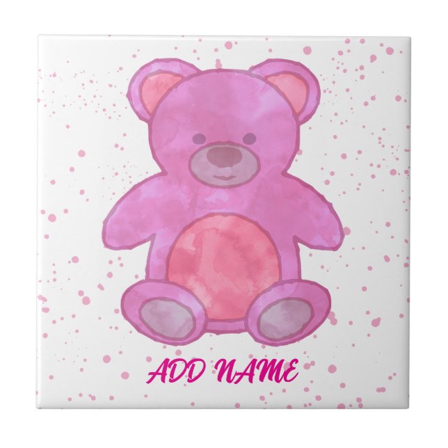 Urso Teddy Fofo Texto Personalizado Rosa (Frente)