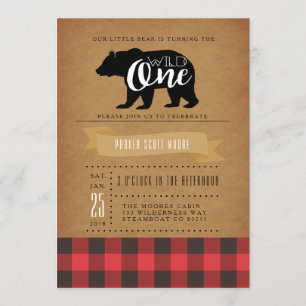 Urso Único Selvagem   Convite para Festa de aniver