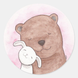 Urso & urso animal bonito & coelho da etiqueta do