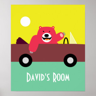 Urso Vermelho no Poster convertível