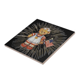 Urso Vintage com Fireworks Branco moderno