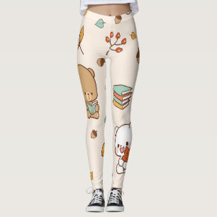 ursos bonitos com leggings de livros