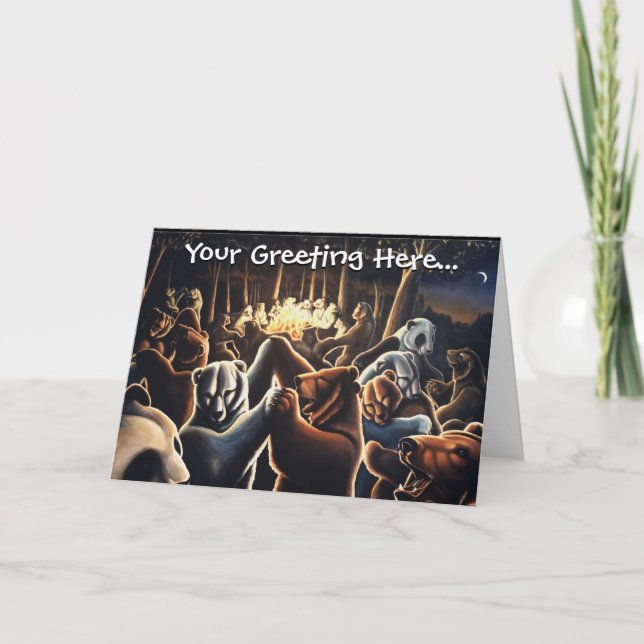 Ursos Dançantes Saudando Cartões Personalizados Ca (Frente)